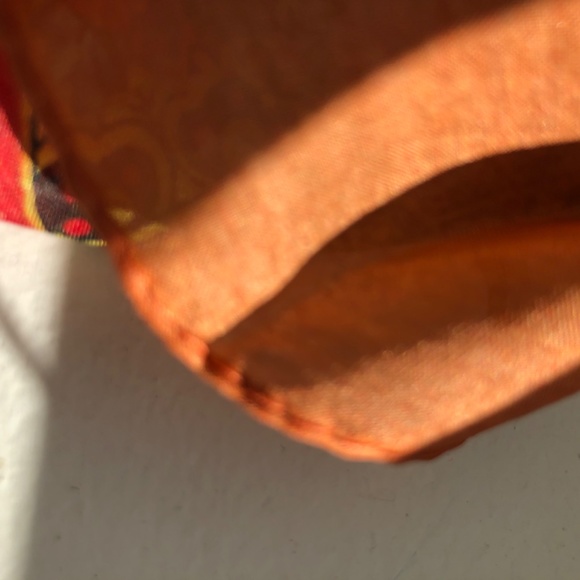 Unbranded Ladies Silk Scarf Orange Multicolor Floral - Picture 5 of 5